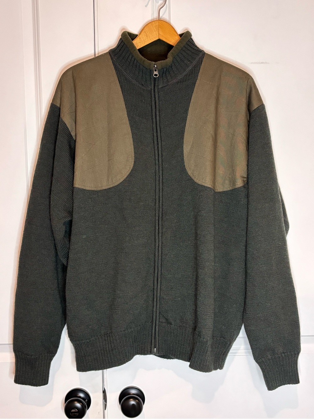 Beretta Olive Green Wool Full Zip Hunting Cardigan Sweater Jacket L